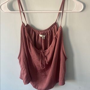 American Eagle Pink Sleeveless Crop Camisole with Tie Front